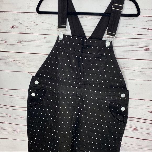 NWT WeWoreWhat Denim Rhinestone Crystals Black Overalls Jumpsuit Large Cotton - Picture 6 of 10